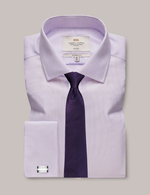 Men's Non-Iron Lilac Textured Weave Classic Shirt - Double