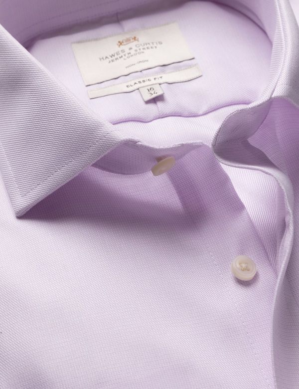 Classic Fit Lilac & White Textured Weave Non-Iron Shirt