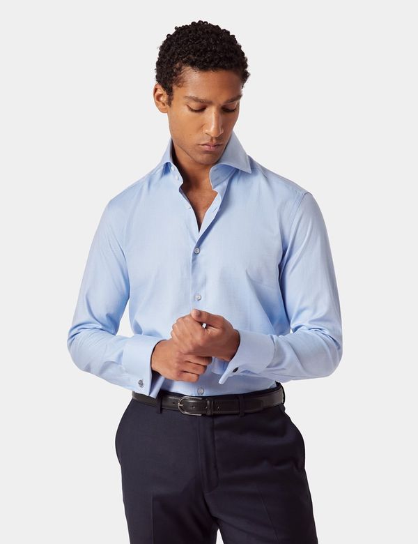 Slim Fit Blue Twill Curtis Shirt